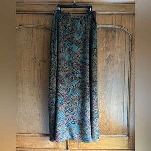 Ralph Lauren Blue and Brown Paisley Maxi Skirt